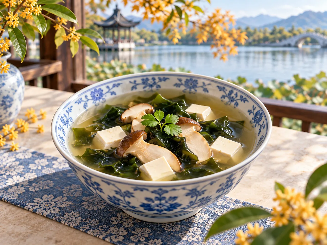 海带芽姬松茸清汤成品