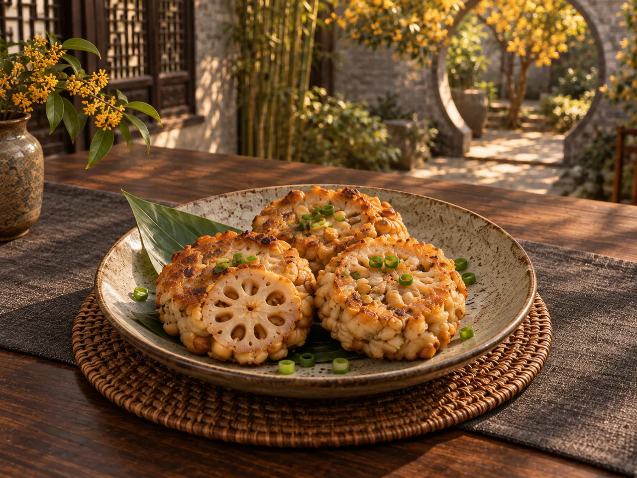 香煎莲藕鹰嘴豆饼成品